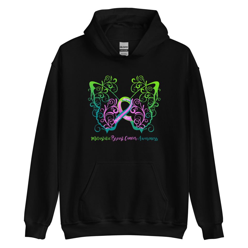 Metastatic Breast Cancer Awareness Filigree Butterfly Hoodie - Several Colors Available