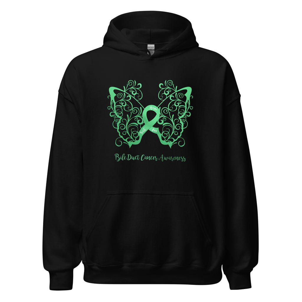 Bile Duct Cancer Awareness Filigree Butterfly Hoodie - Several Colors Available