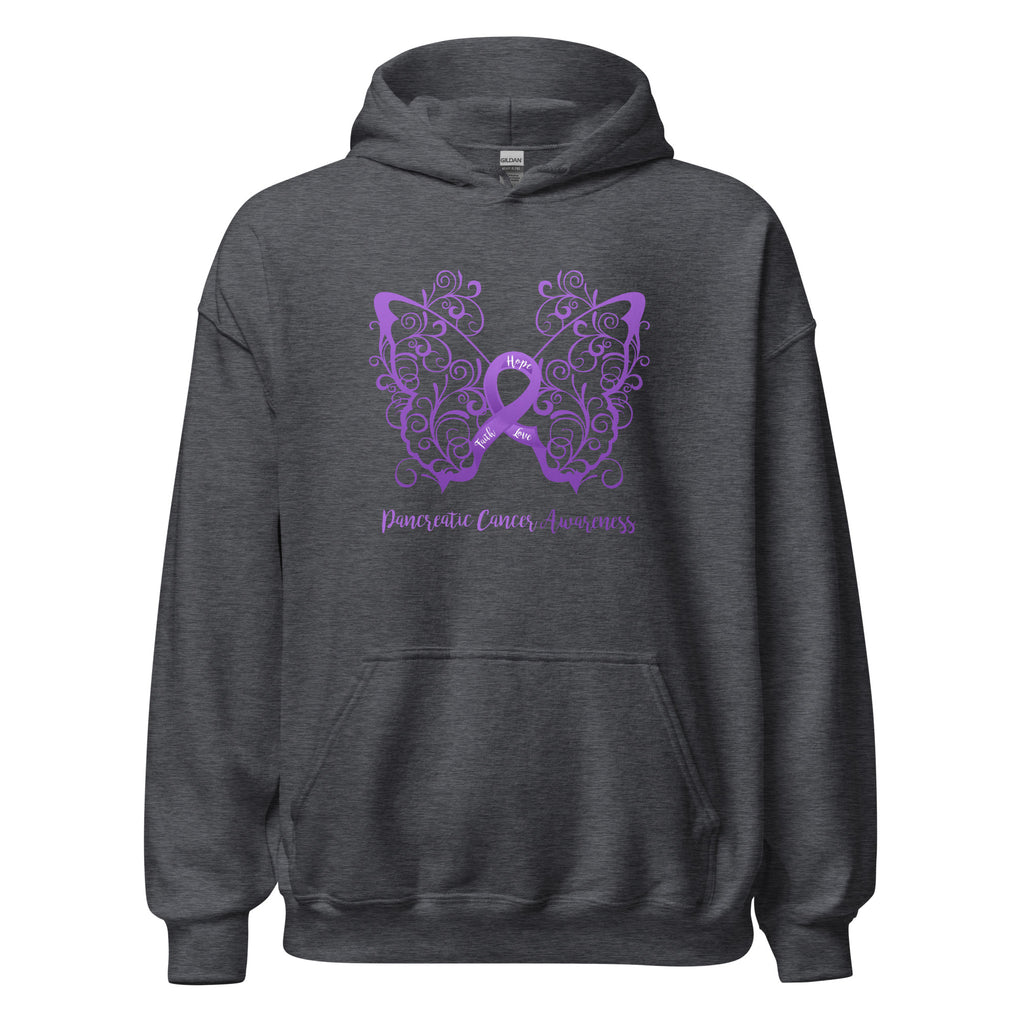 Pancreatic Cancer Awareness Filigree Butterfly Hoodie - Several Colors Available