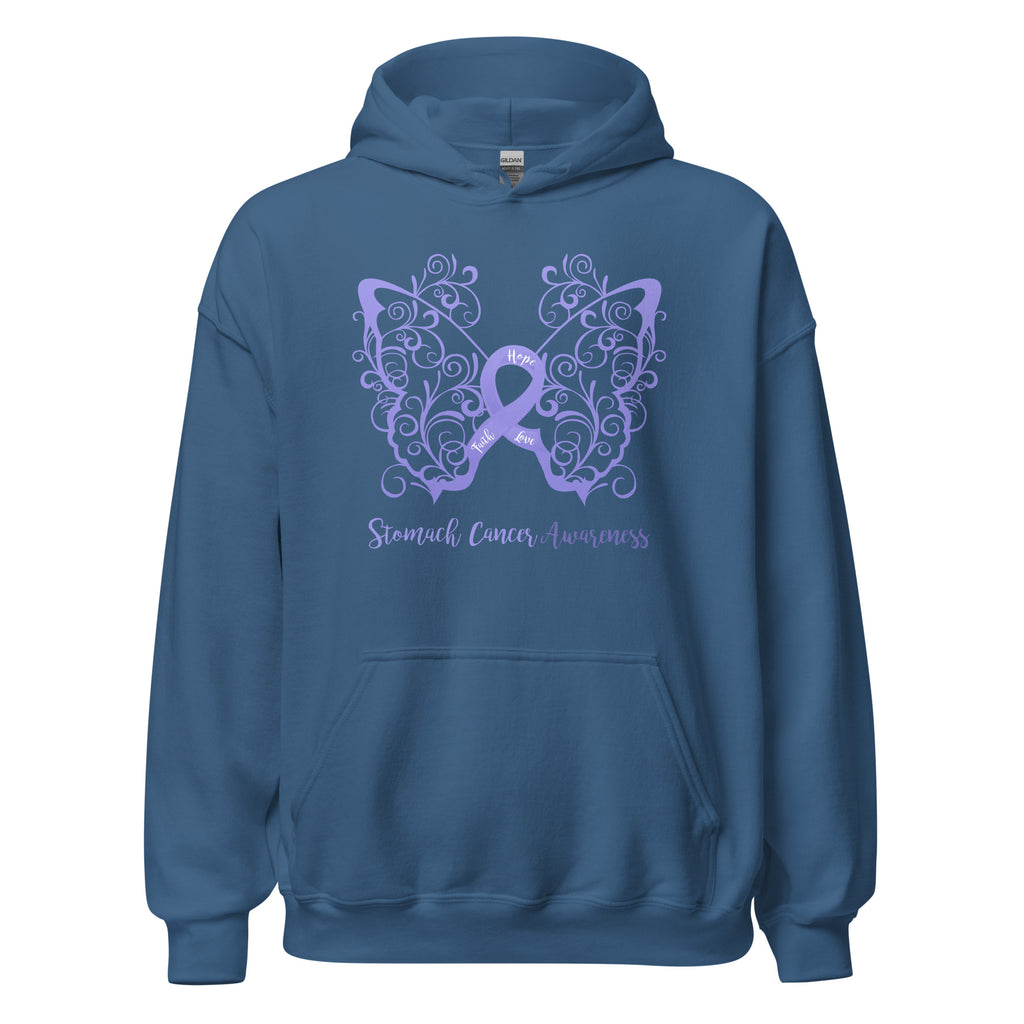 Stomach Cancer Awareness Filigree Butterfly Hoodie - Several Colors Available