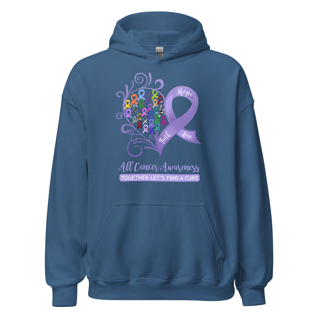 All Cancer Awareness Heart Hoodie - Several Colors Available