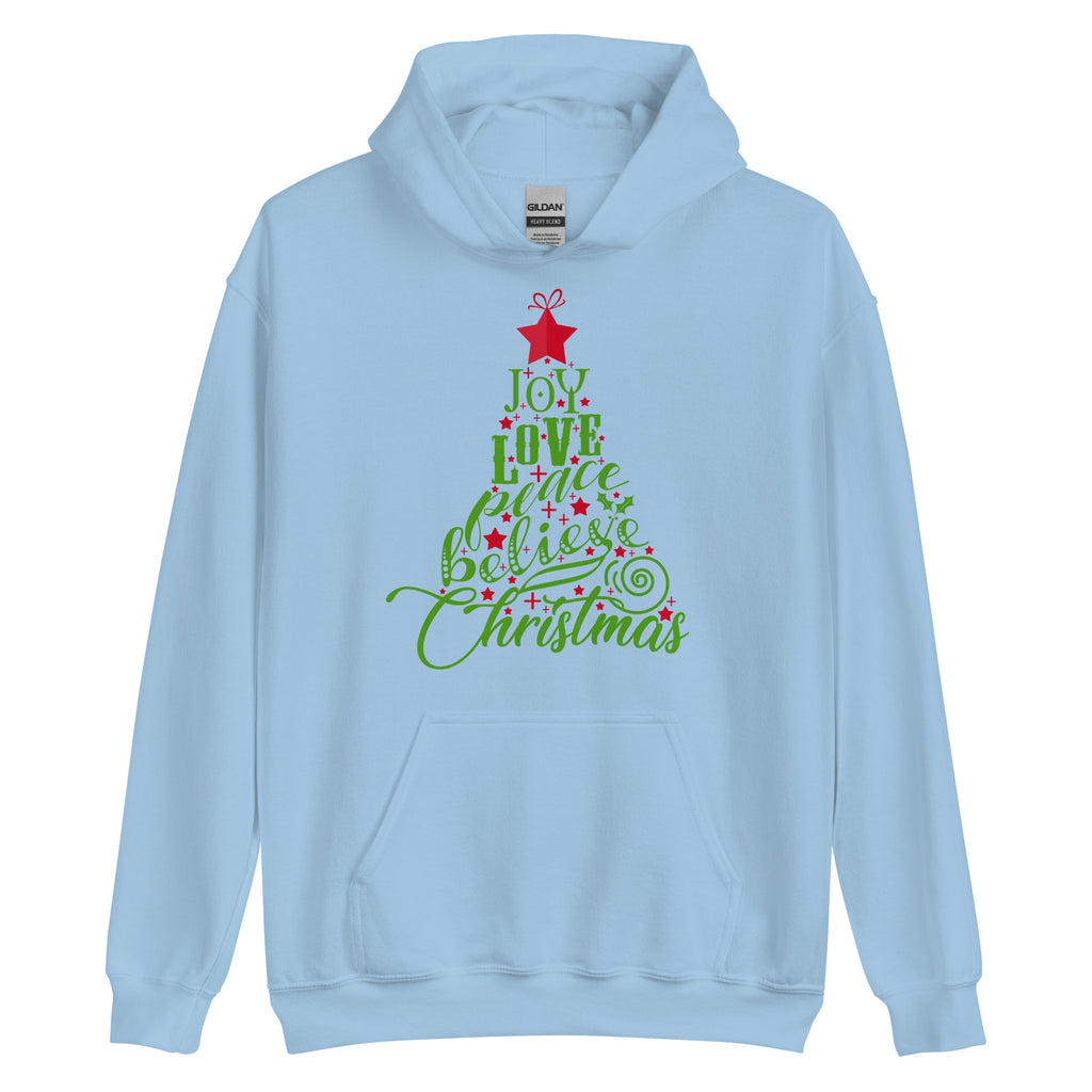 Joy Love Peace Believe Christmas Hoodie - Several Colors Available