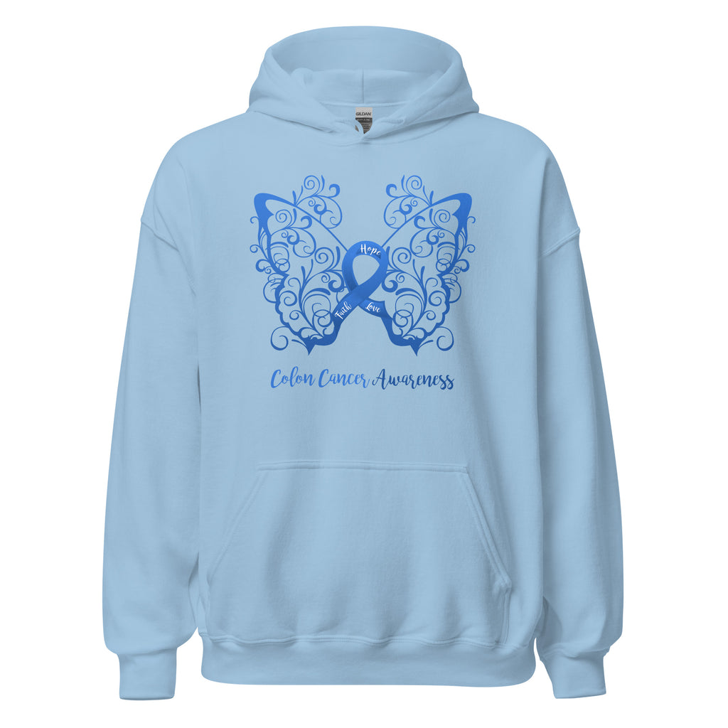 Colon Cancer Awareness Filigree Butterfly Hoodie
