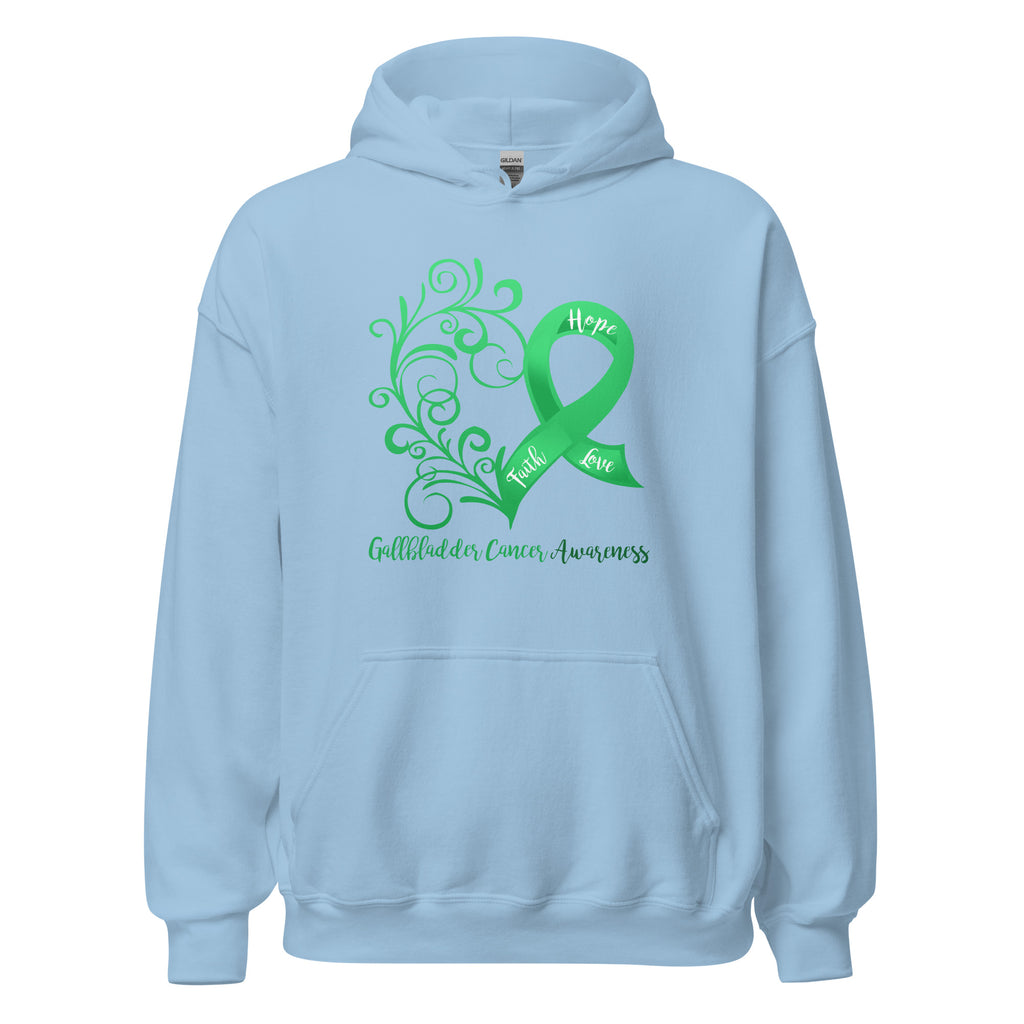 Gallbladder Cancer Awareness Heart Hoodie - Several Colors Available