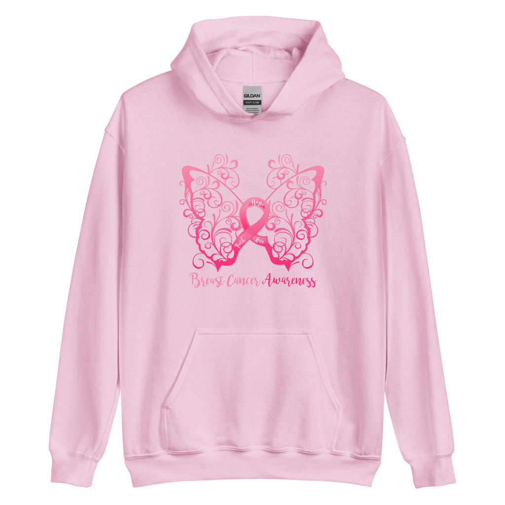 Breast Cancer Awareness Filigree Butterfly Hoodie - Several Colors Available