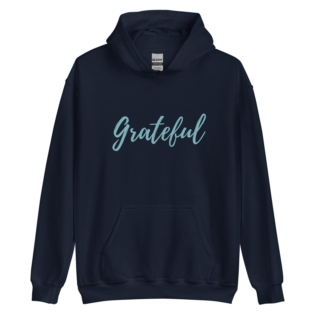 Grateful Script Smoky Blue Font Hoodie - Several Colors Available