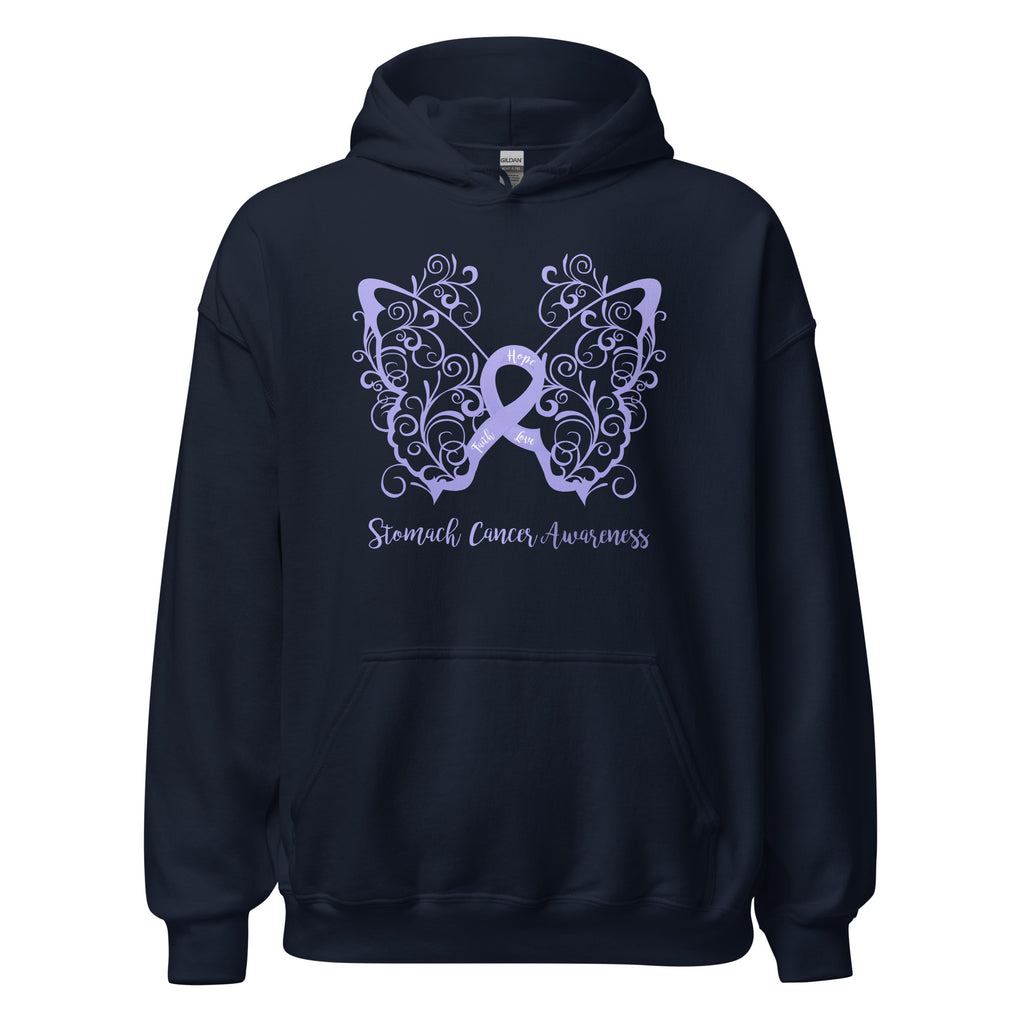 Stomach Cancer Awareness Filigree Butterfly Hoodie - Several Colors Available