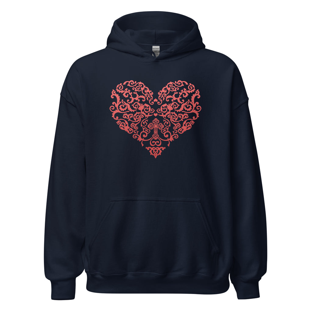 Filigree Cross in Heart Hoodie - Several Colors Available