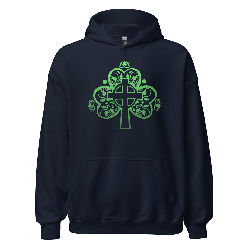 St. Patrick's Day Cross in Filigree Shamrock Hoodie - Several Colors Available