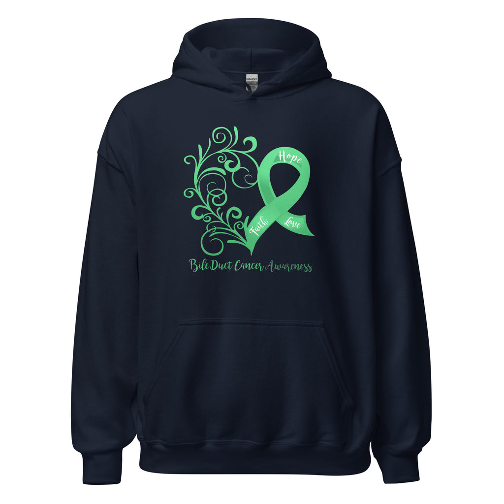 Bile Duct Cancer Awareness Heart Hoodie - Several Colors Available