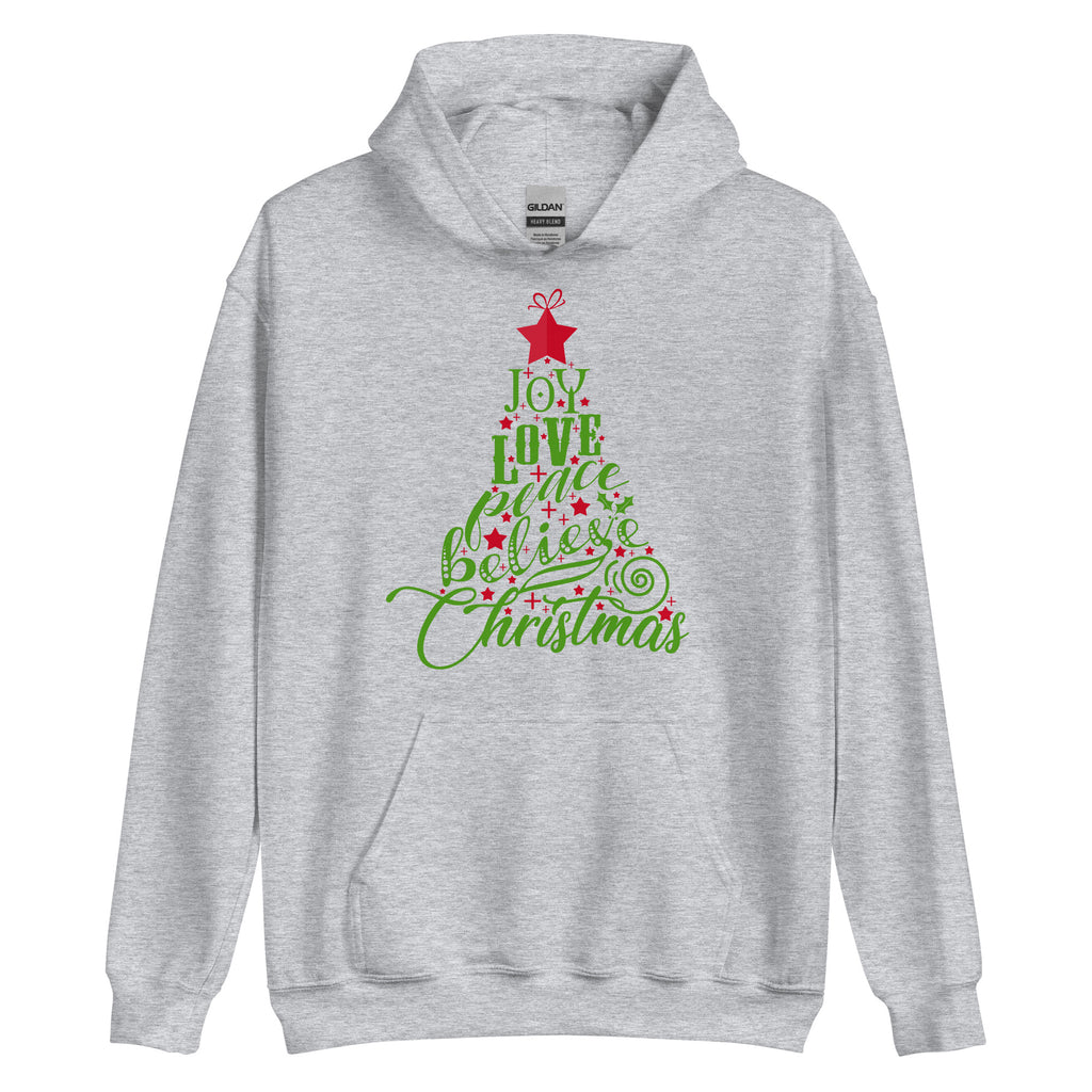 Joy Love Peace Believe Christmas Hoodie - Several Colors Available