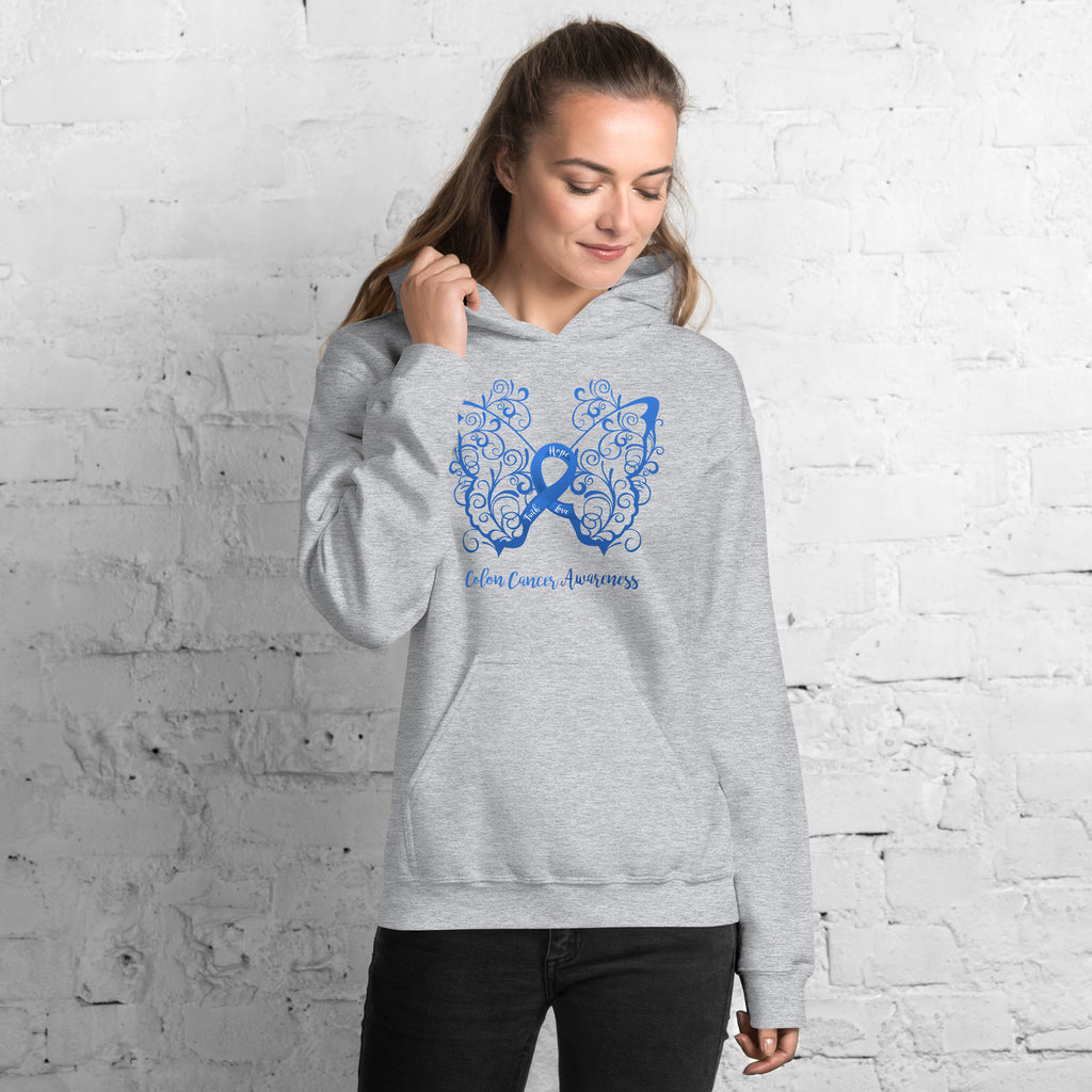Colon Cancer Awareness Filigree Butterfly Hoodie