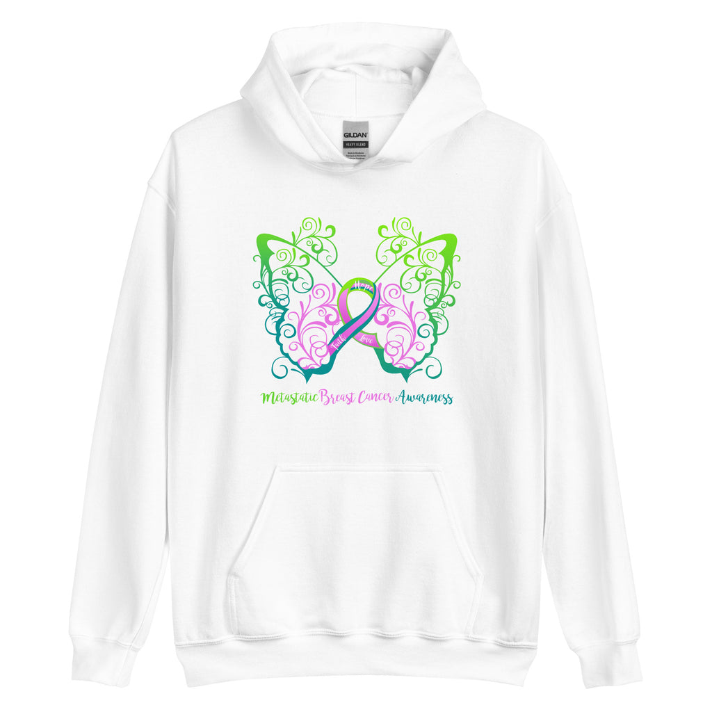 Metastatic Breast Cancer Awareness Filigree Butterfly Hoodie - Several Colors Available