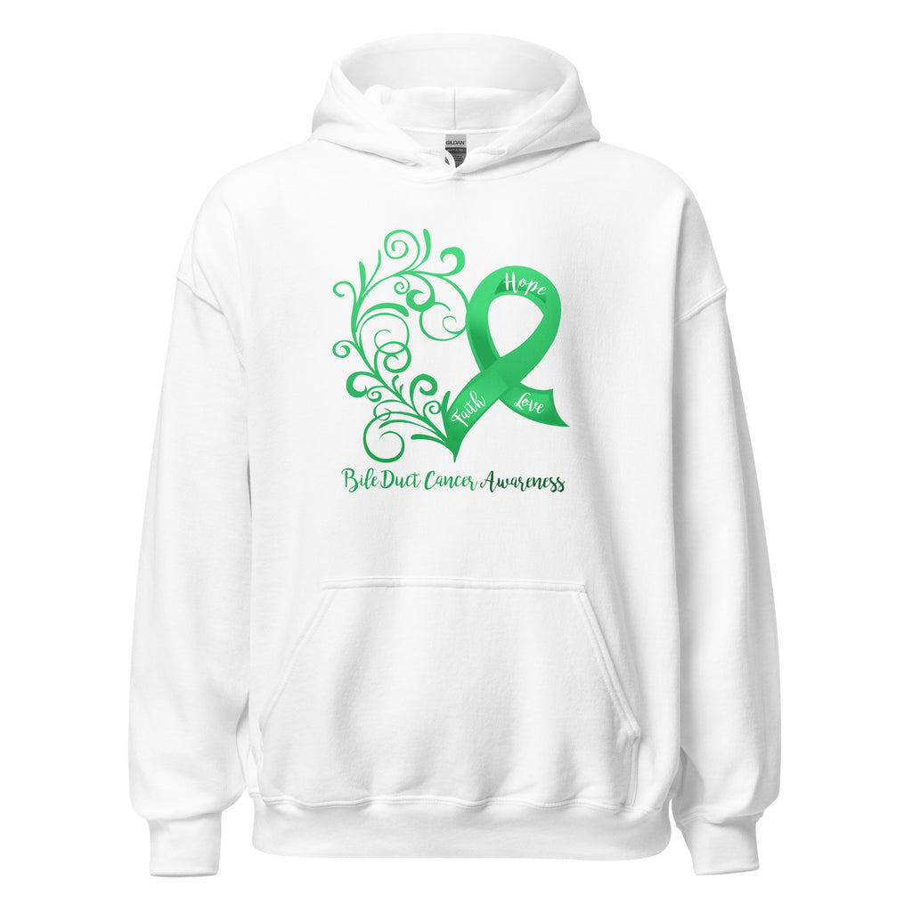 Bile Duct Cancer Awareness Heart Hoodie - Several Colors Available