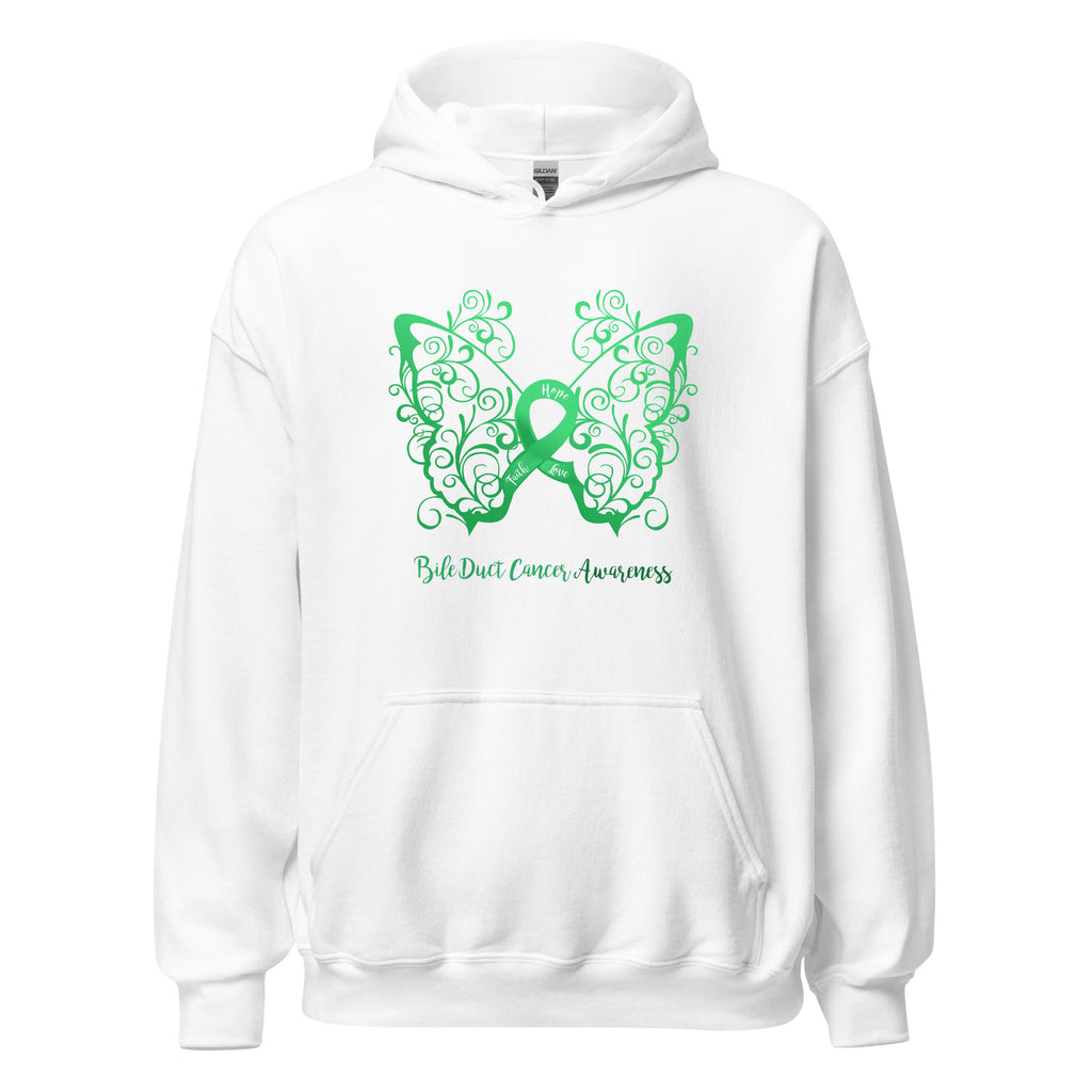 Bile Duct Cancer Awareness Filigree Butterfly Hoodie - Several Colors Available