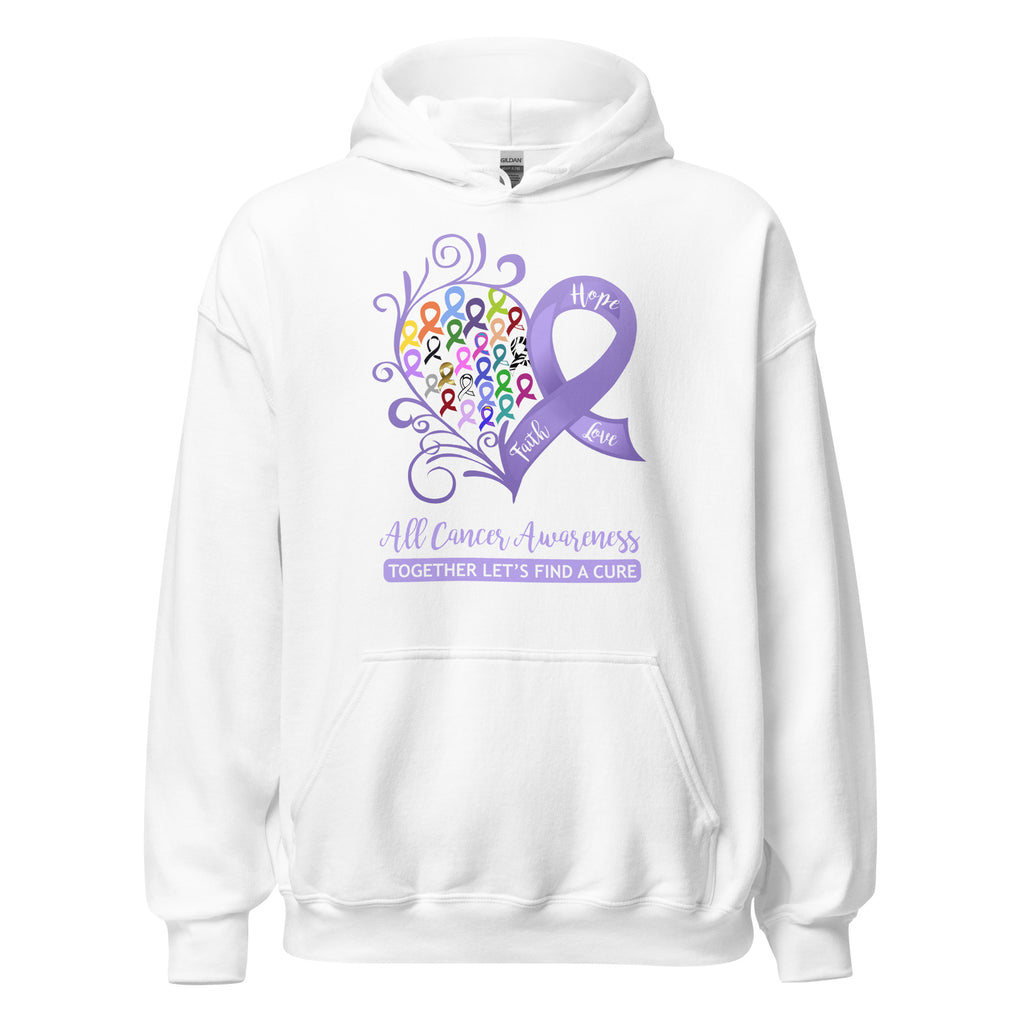 All Cancer Awareness Heart Hoodie - Several Colors Available