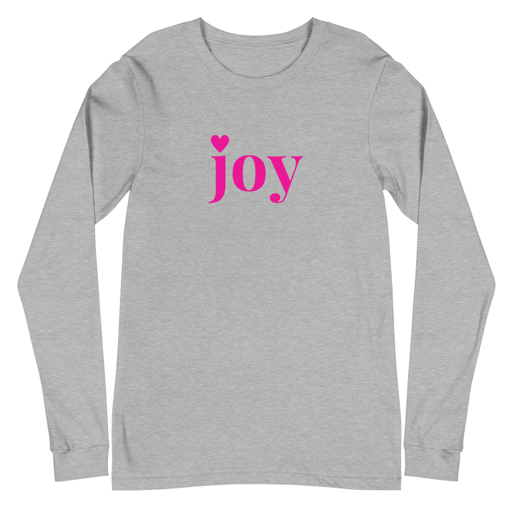 joy Heart Pink Font Long Sleeve Tee - Several Colors Available