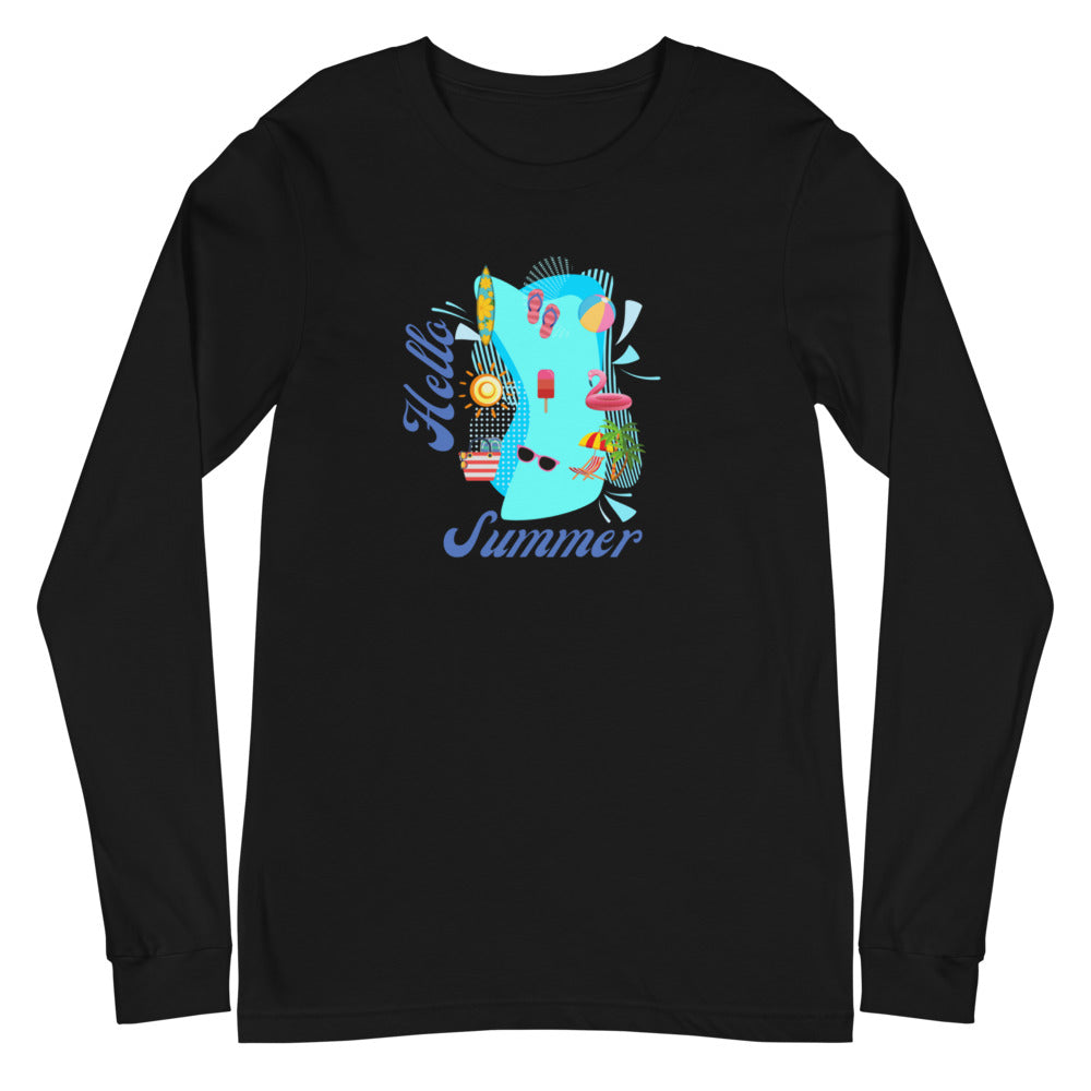 Hello Summer - Relax at the Beach Long Sleeve Tee (Several Colors Available)
