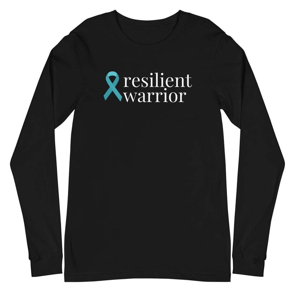 Ovarian Cancer resilient warrior Ribbon Long Sleeve Tee (Several Colors Available)