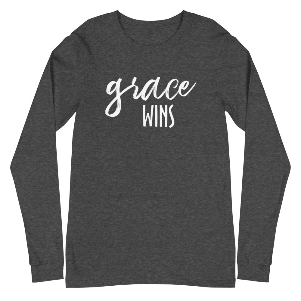 Grace Wins White Font Long Sleeve Tee (Several Colors Available)