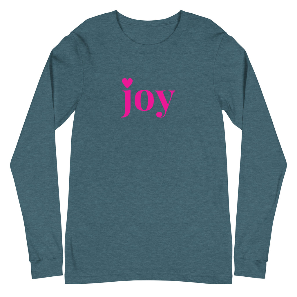 joy Heart Pink Font Long Sleeve Tee - Several Colors Available