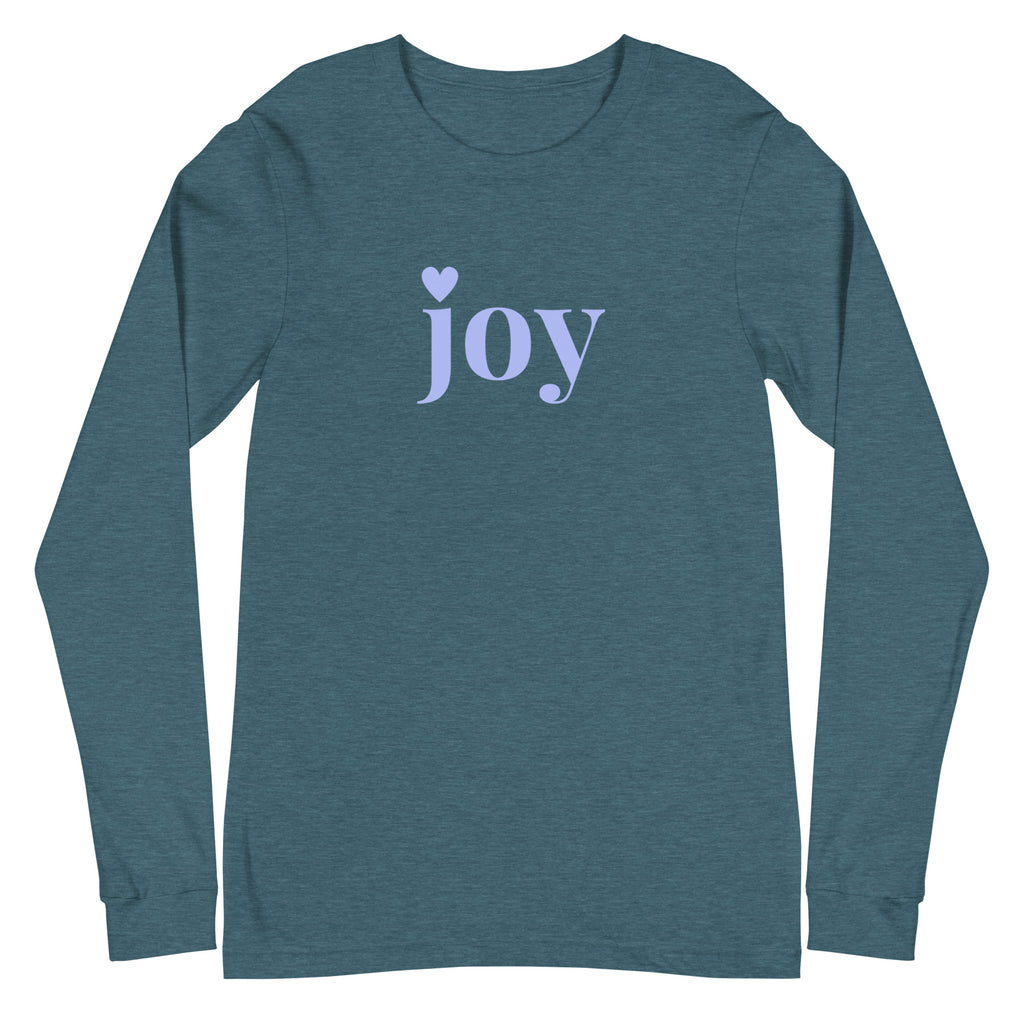 joy Heart Blue Font Long Sleeve Tee - Several Colors Available
