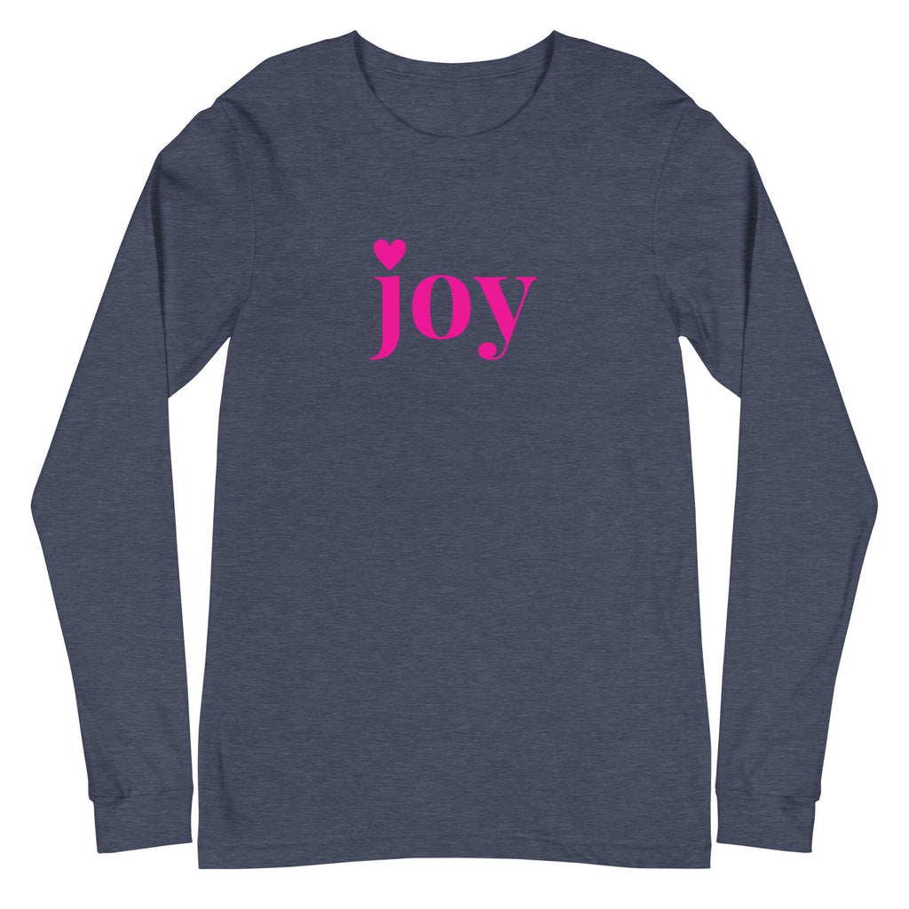 joy Heart Pink Font Long Sleeve Tee - Several Colors Available