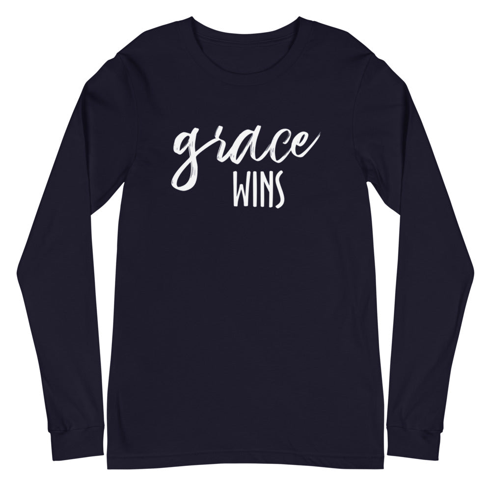 Grace Wins White Font Long Sleeve Tee (Several Colors Available)