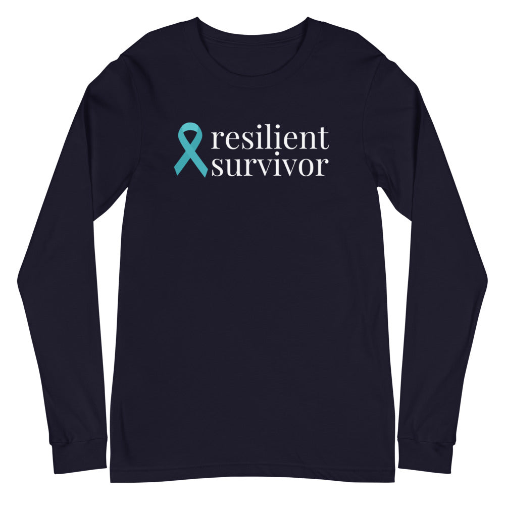 Ovarian Cancer Resilient Survivor Ribbon Long Sleeve Tee