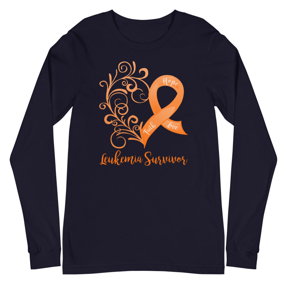 Leukemia Survivor Heart Long Sleeve Tee - Several Colors Available