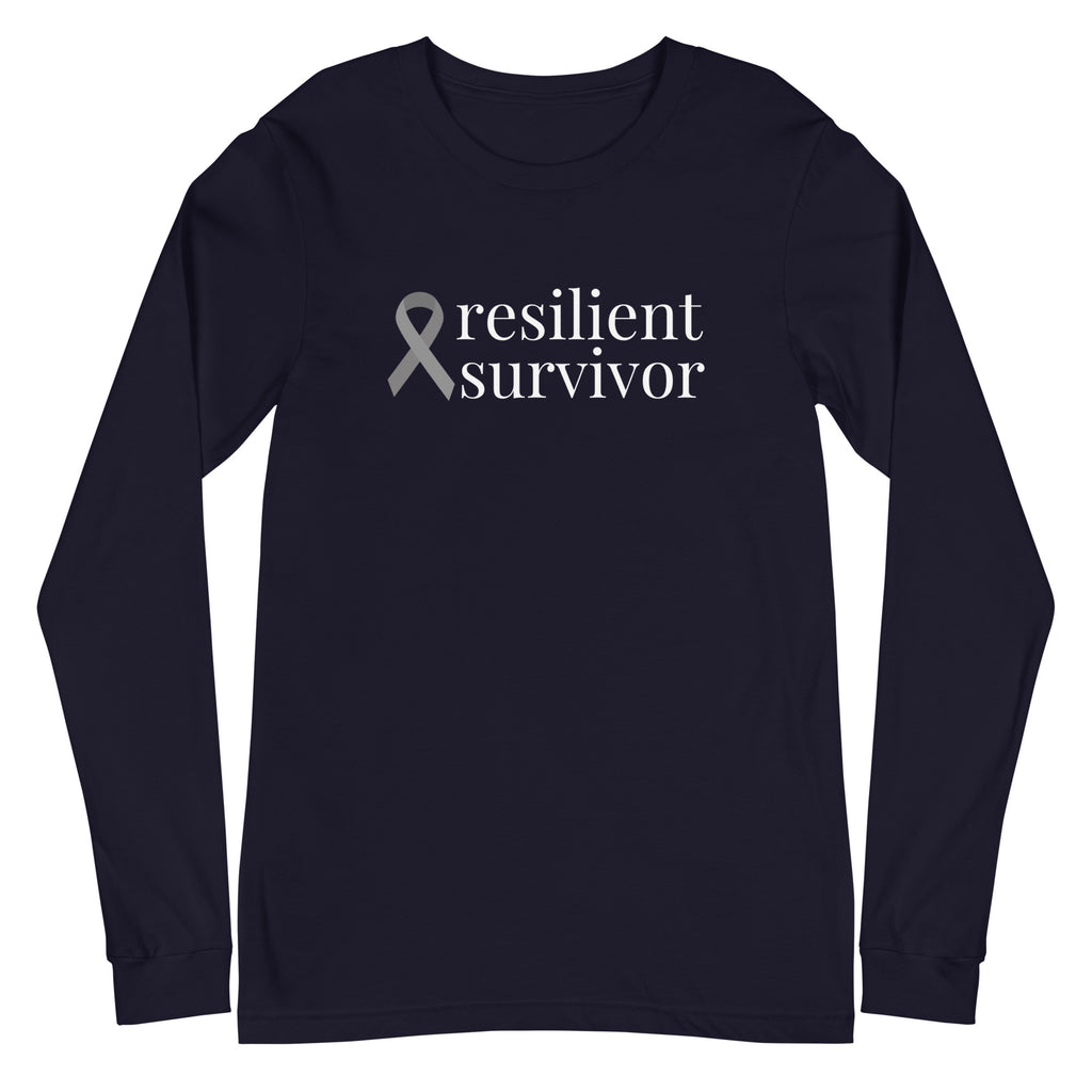 Brain Cancer "resilient survivor" Long Sleeve Tee (Several Colors Available)