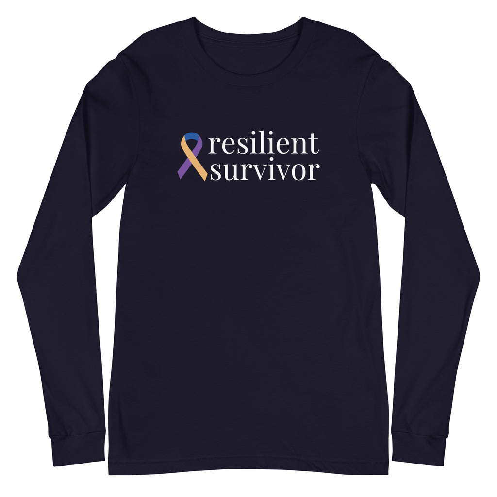 Bladder Cancer "resilient survivor" Long Sleeve Tee (Several Colors Available)