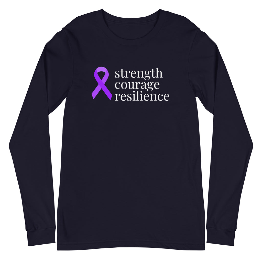 Hodgkins strength courage resilience Ribbon Long Sleeve Tee