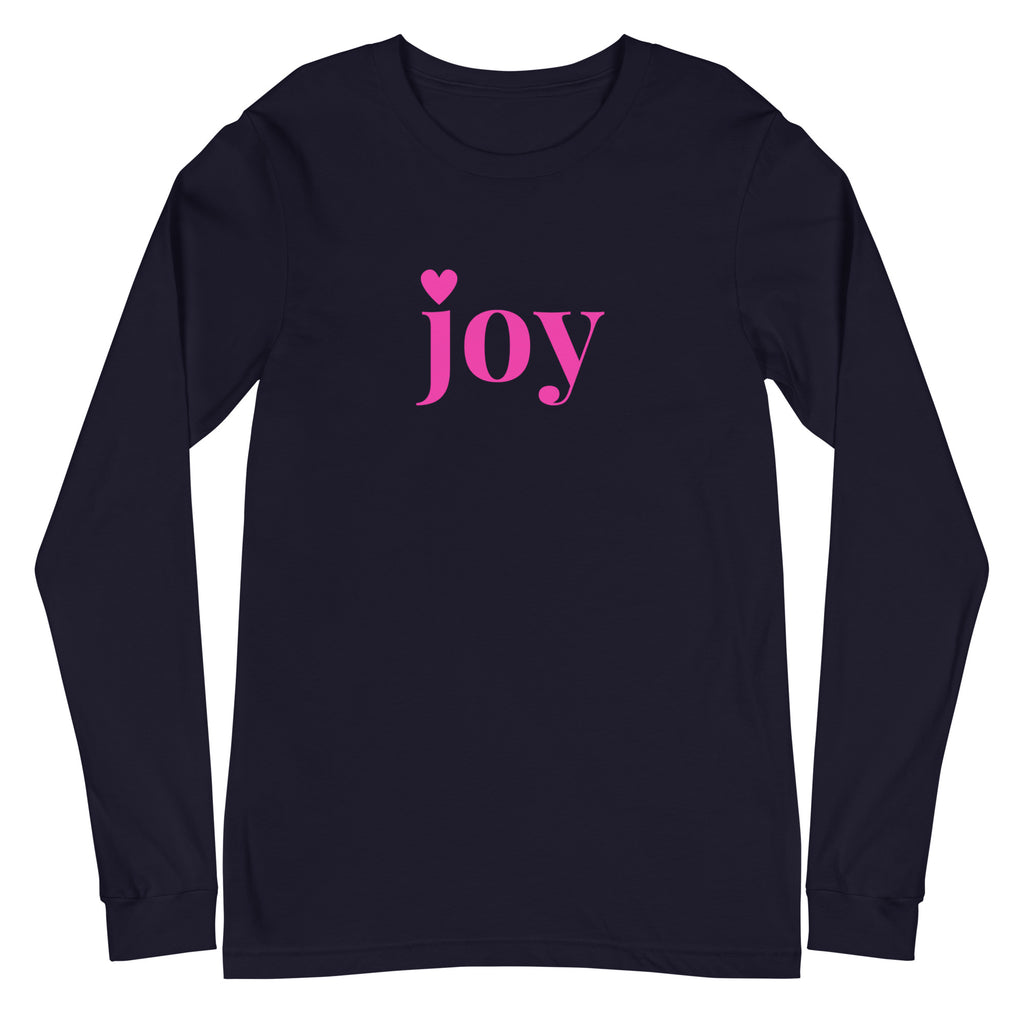 joy Heart Pink Font Long Sleeve Tee - Several Colors Available