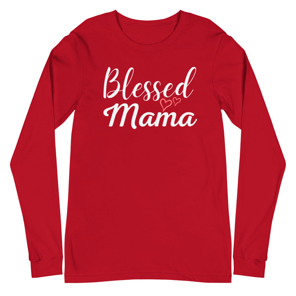 Blessed Mama Hearts Long Sleeve Tee (Several Colors Available)