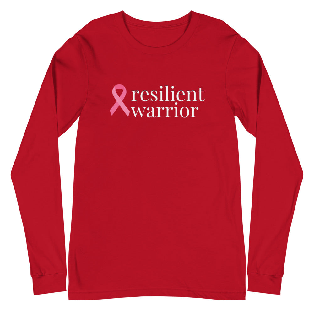 Breast Cancer resilient warrior Ribbon Long Sleeve Tee - Several Colors Available