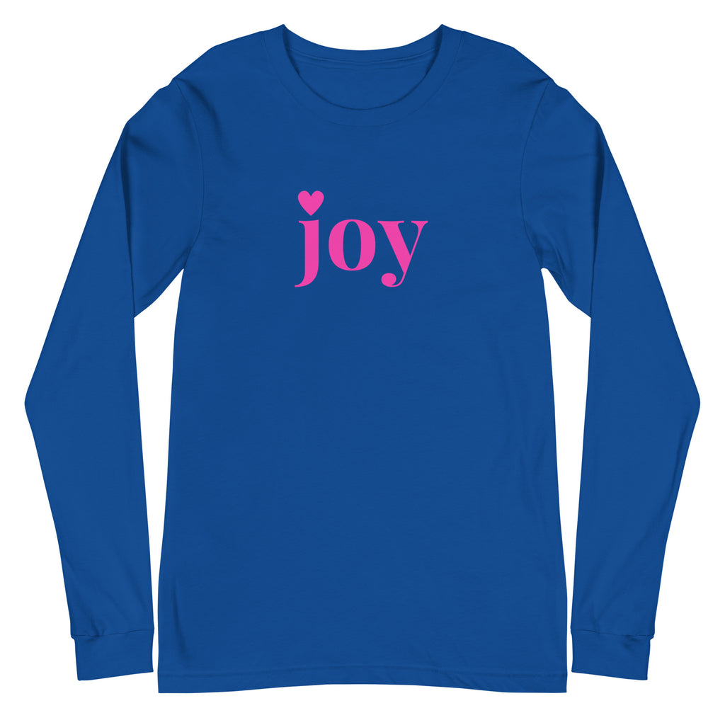 joy Heart Pink Font Long Sleeve Tee - Several Colors Available