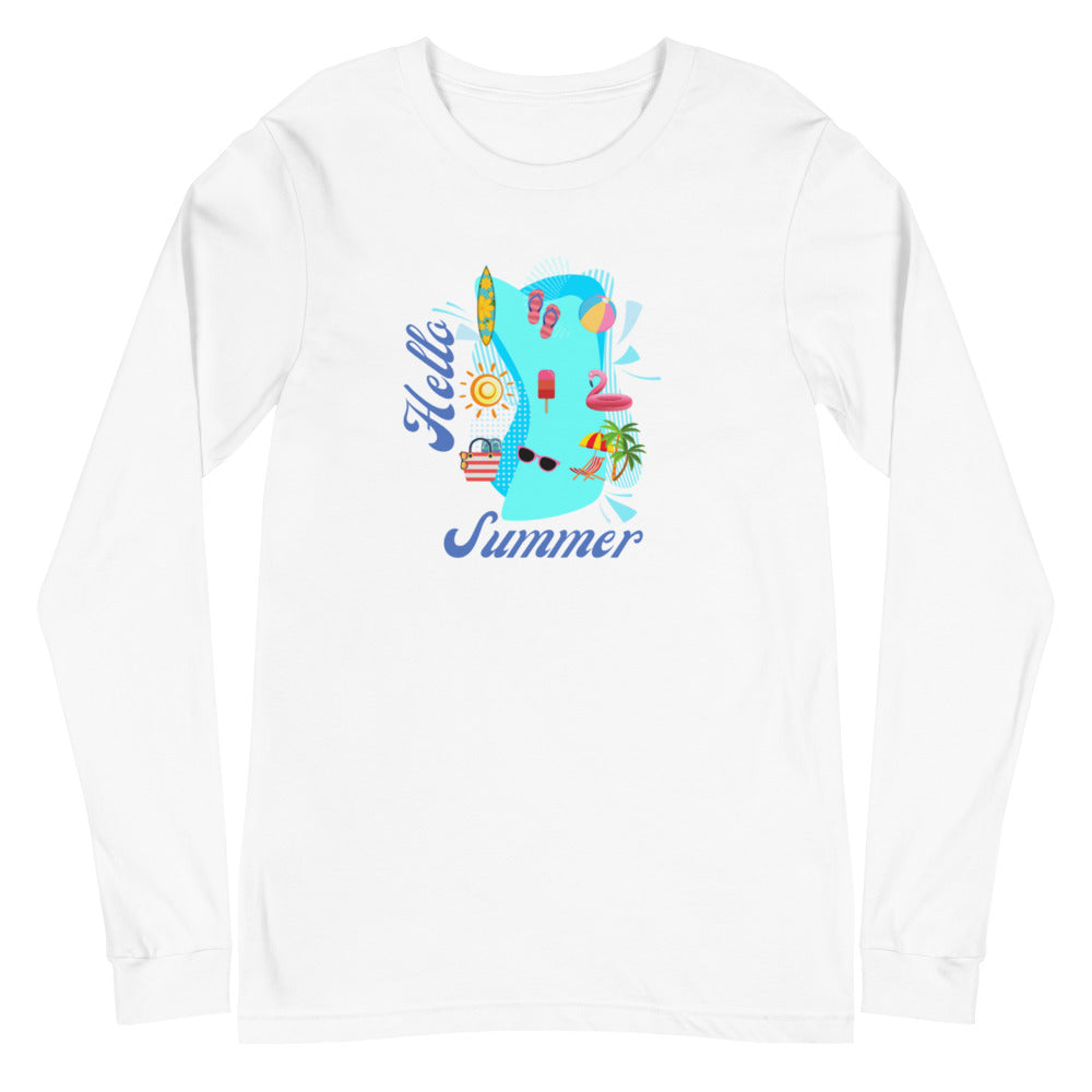 Hello Summer - Relax at the Beach Long Sleeve Tee (Several Colors Available)