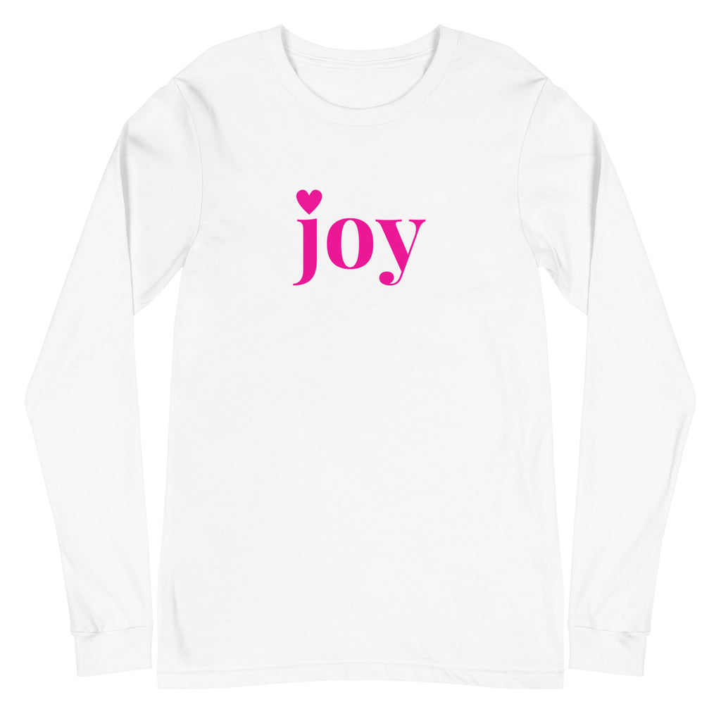 joy Heart Pink Font Long Sleeve Tee - Several Colors Available