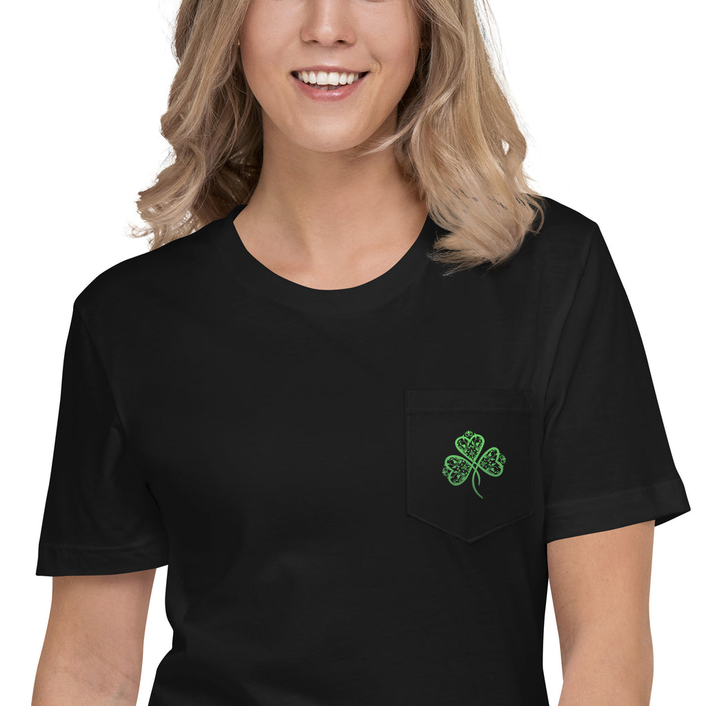 St. Patrick's Day Filigree Shamrock Pocket T-Shirt