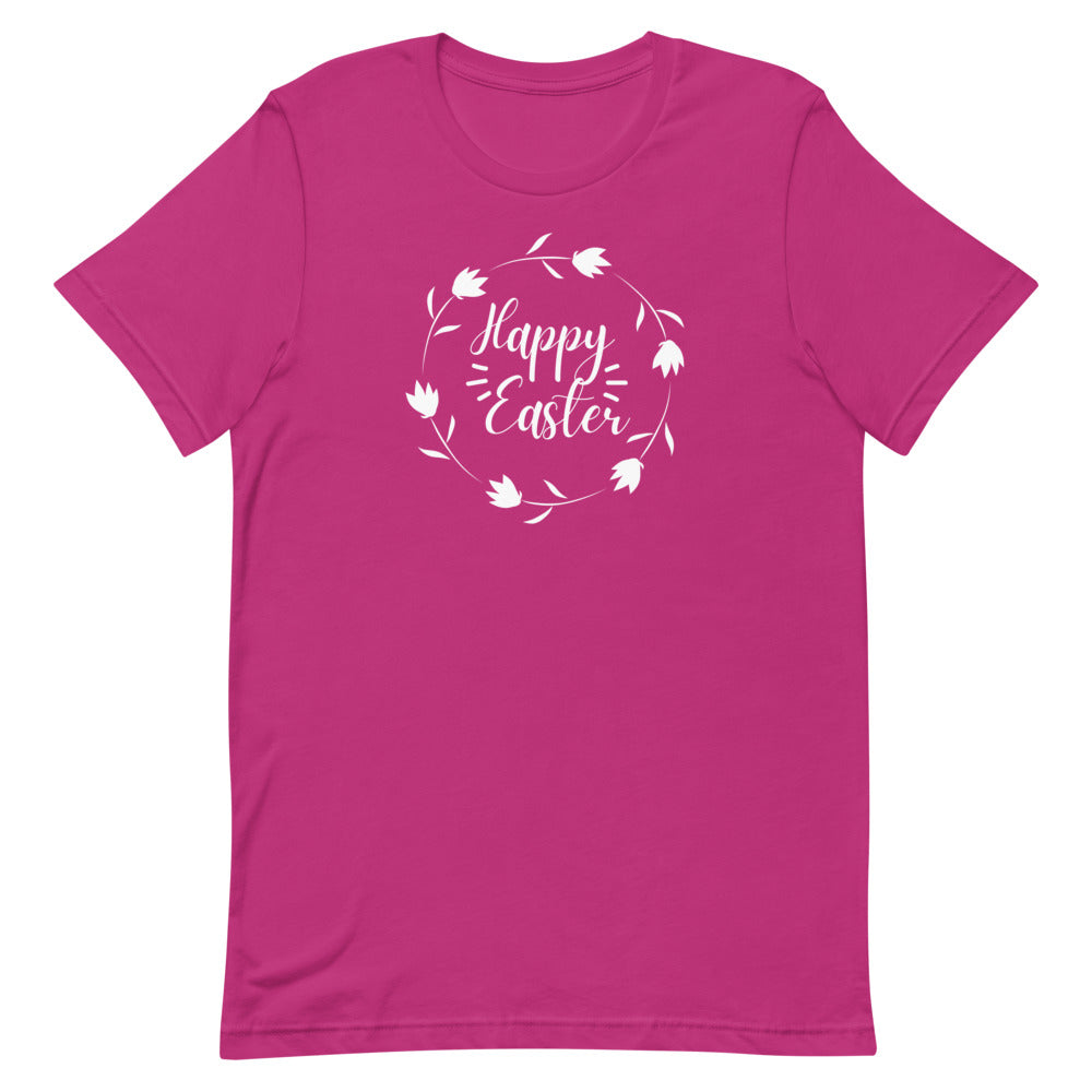 Happy Easter Floral Wreath T-Shirt (Several Colors Available)