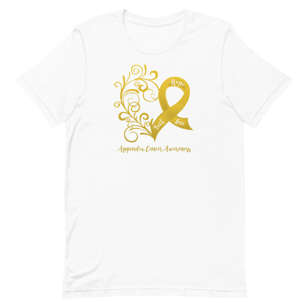 Appendix Cancer Awareness Heart T-Shirt (Several Colors Available)