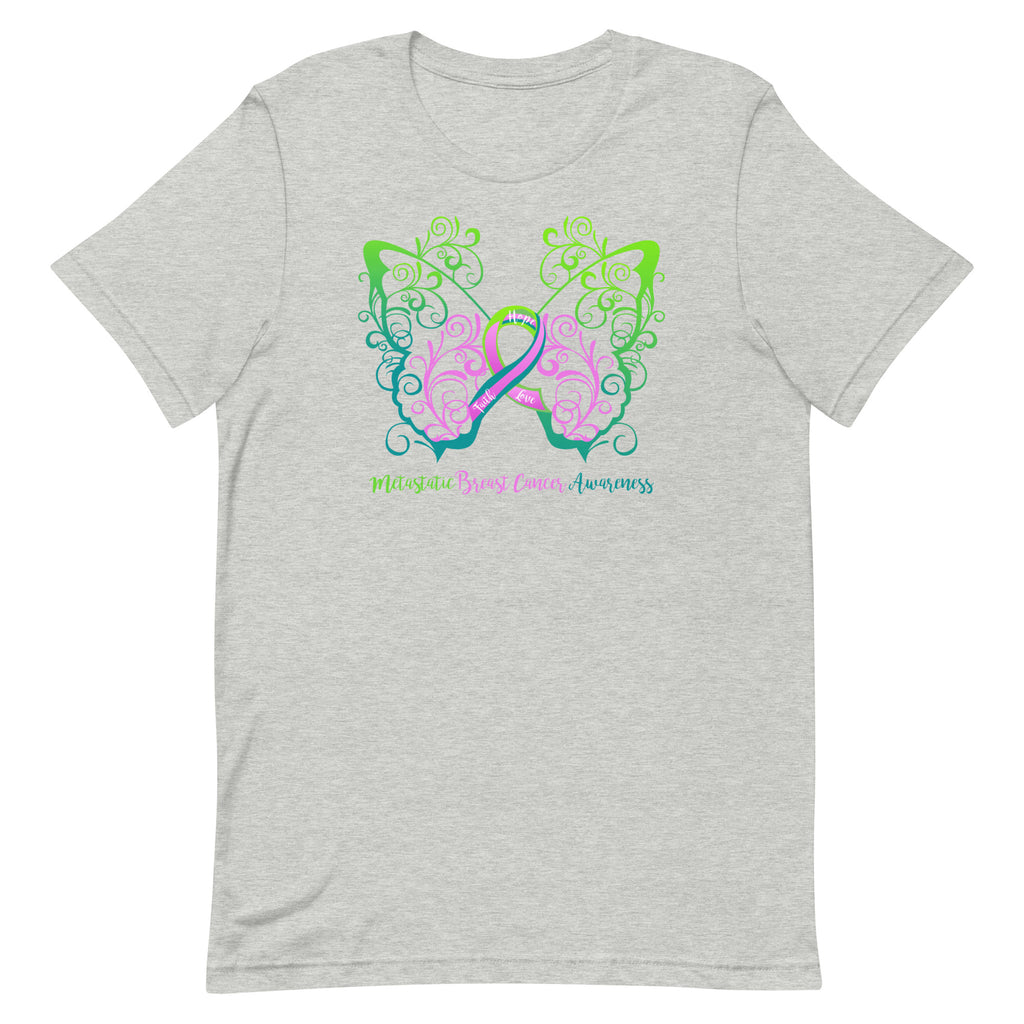 Metastatic Breast Cancer Awareness Filigree Butterfly T-Shirt - Light Colors