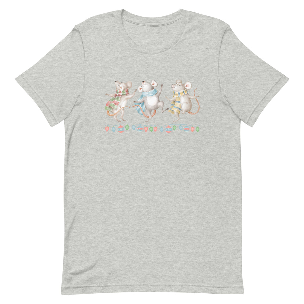 Vintage Watercolor Christmas Dancing Mice T-Shirt - Light Colors