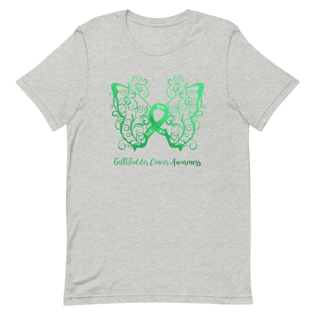 Gallbladder Cancer Awareness Filigree Butterfly T-Shirt - Several Colors Available