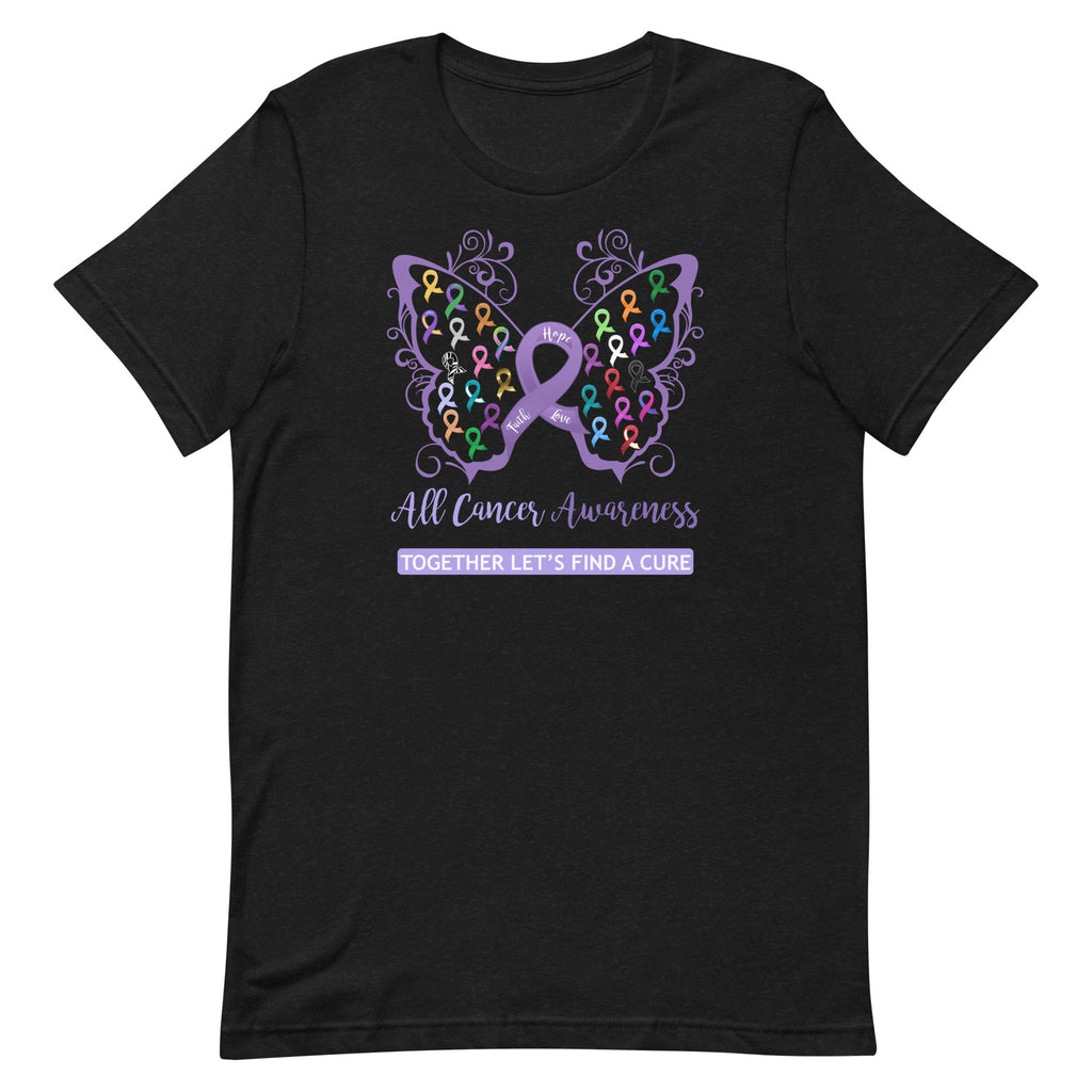 All Cancer Awareness Filigree Butterfly T-Shirt - Several Colors Available