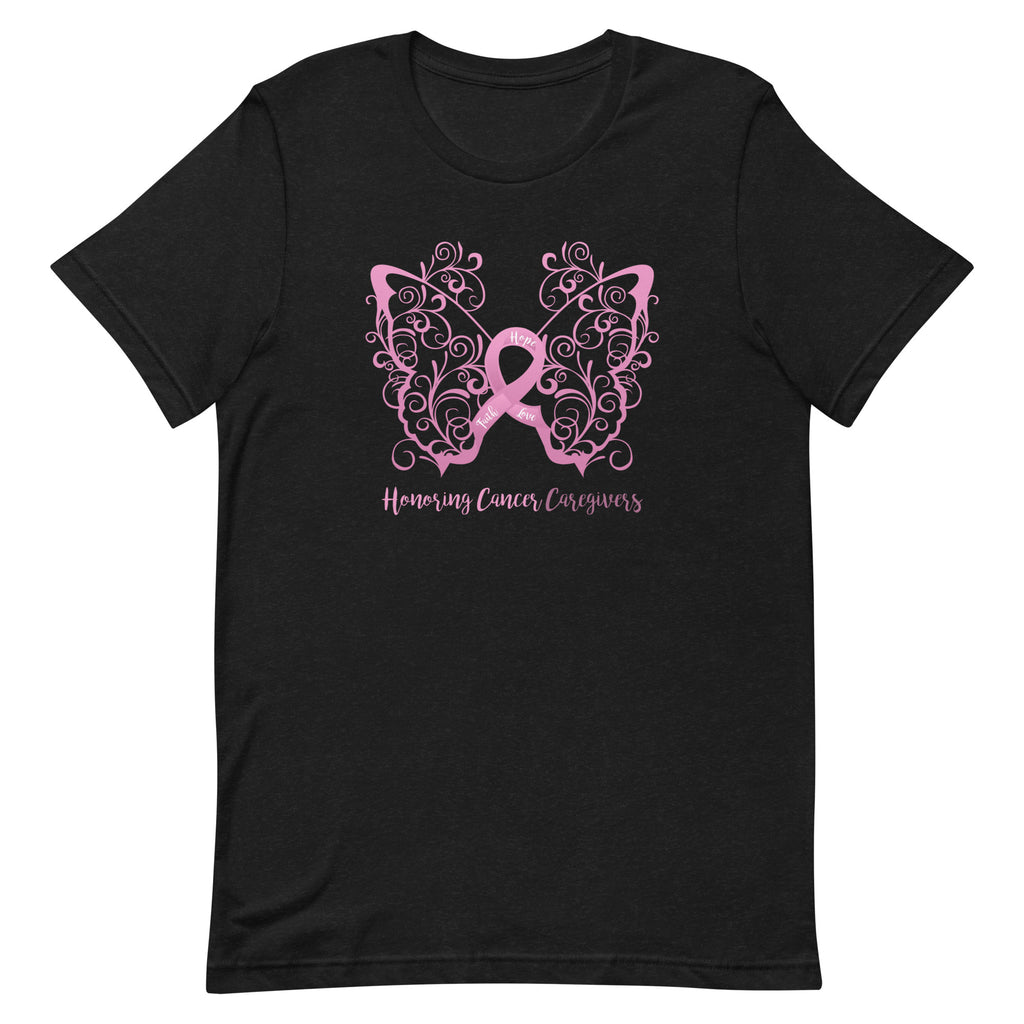 Honoring Cancer Caregivers Filigree Butterfly T-Shirt - Dark Colors