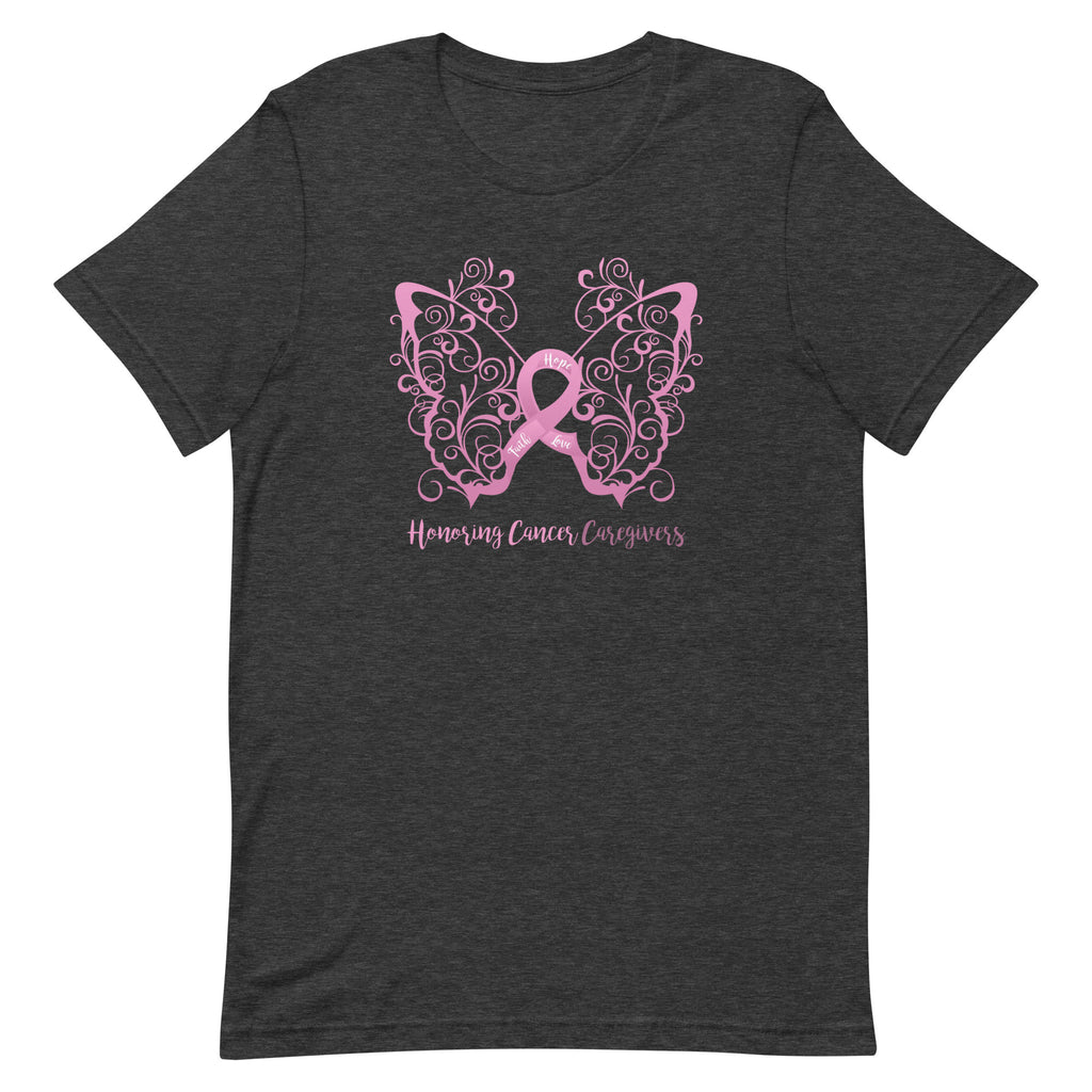 Honoring Cancer Caregivers Filigree Butterfly T-Shirt - Dark Colors