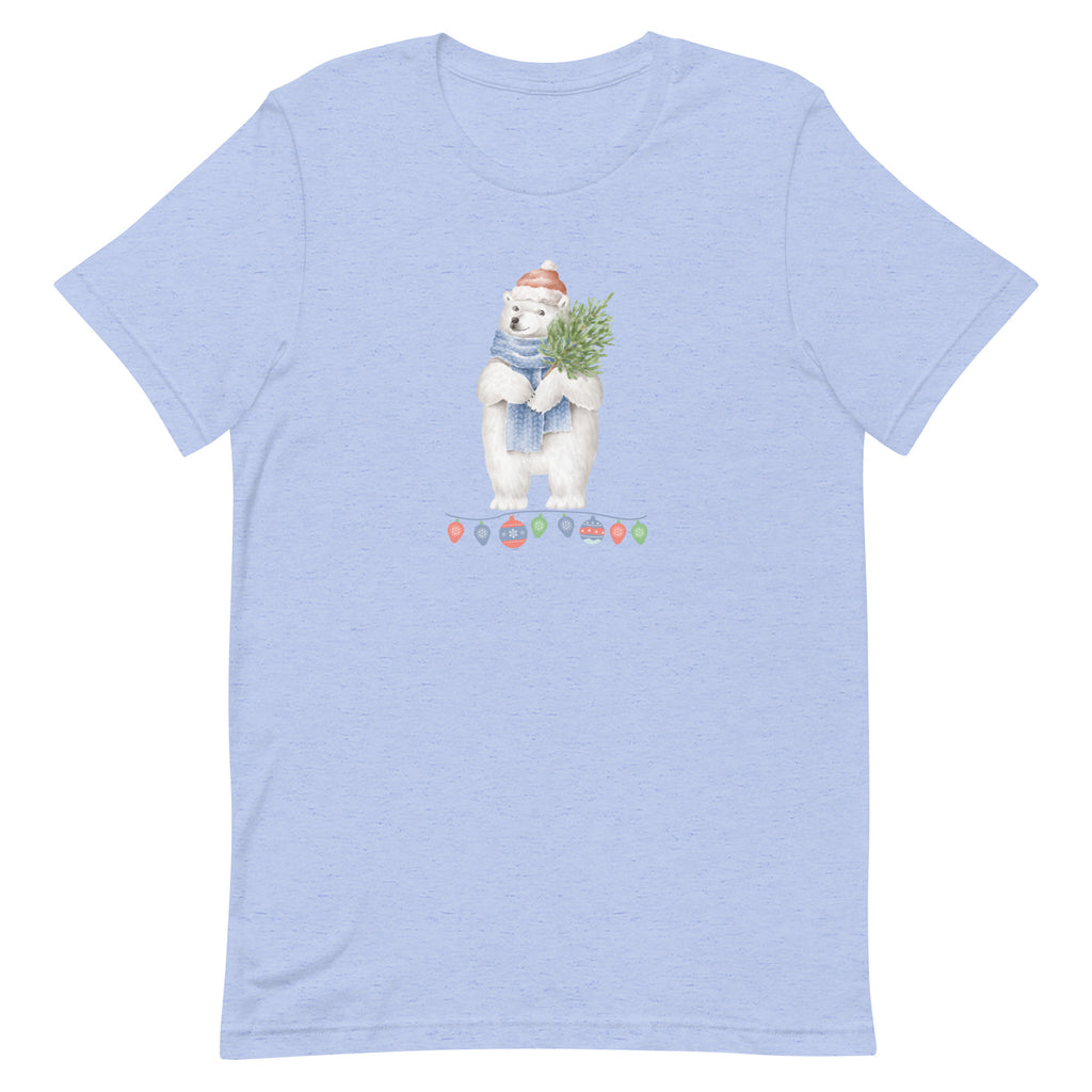 Vintage Watercolor Christmas Polar Bear T-Shirt - Light Colors