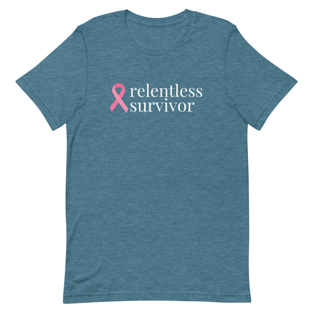 Breast Cancer relentless survivor Ribbon T-Shirt - Dark Colors